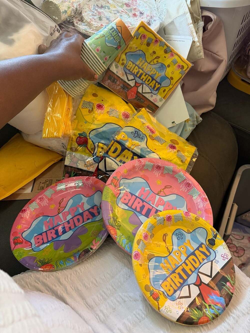 SpongeBob SquarePants Themed Happy Birthday Party Supplies Bundle